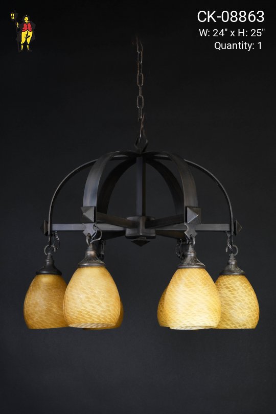 Gothic Chandelier w/Glass Shades