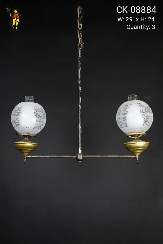 Two Light Electrified Oil Style Hanging Fixture