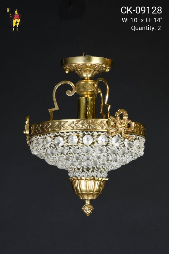 Flush Mount Crystal Basket Fixture