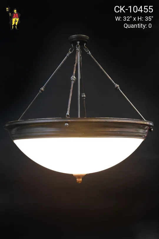 Bronze & Glass Hanging Bowl Fixture