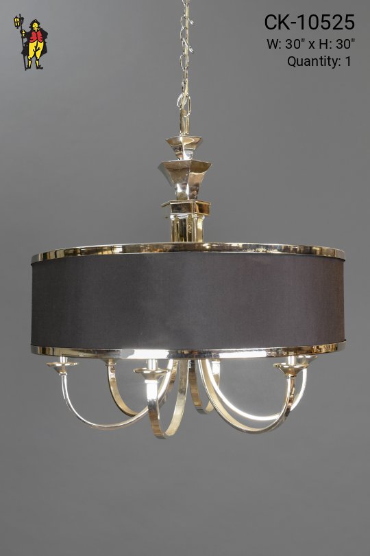Contemporary Black Fabric & Chrome Hanging Fixture