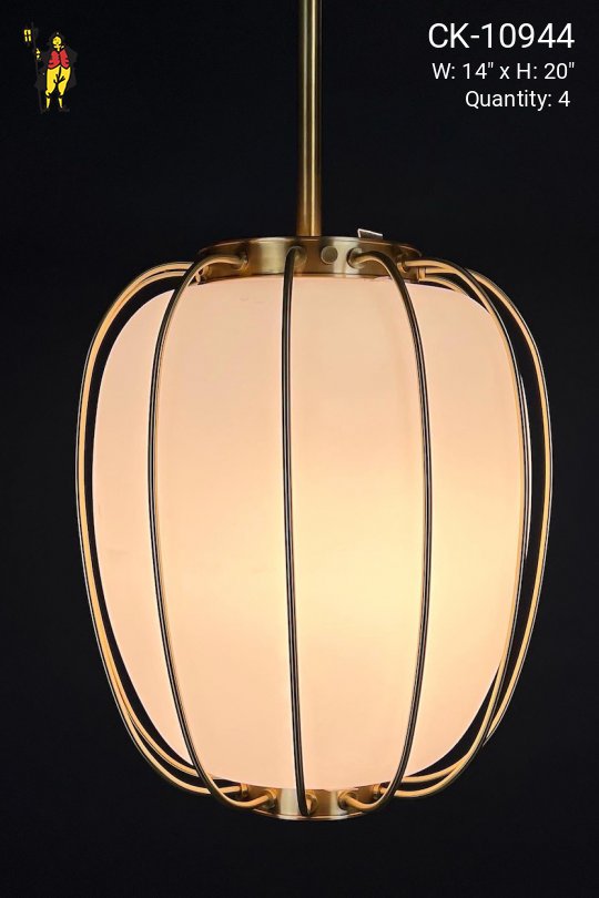 Brass Caged Glass Diffuser Hanging Pendant