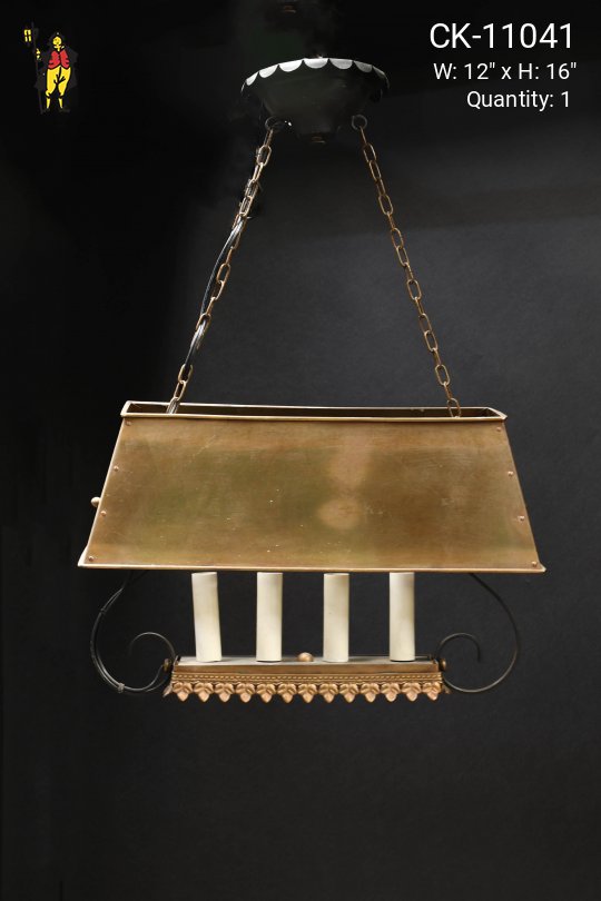 Four Candle Brass Shaded Hanging Fixture