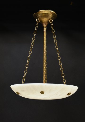 Alabaster & Brass Bowl Semi Flush Fixture