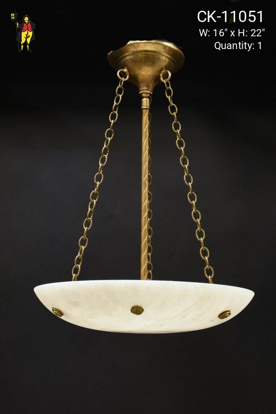 Alabaster & Brass Bowl Semi Flush Fixture