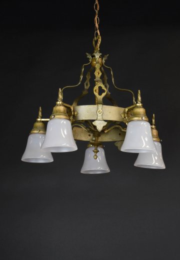 Gothic Brass Five Light Hanging Fixture