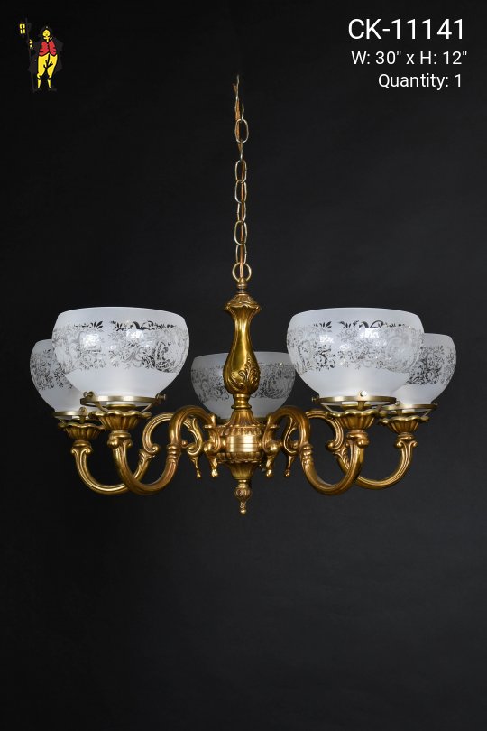 Brass Faux-Oil Five Light Chandelier