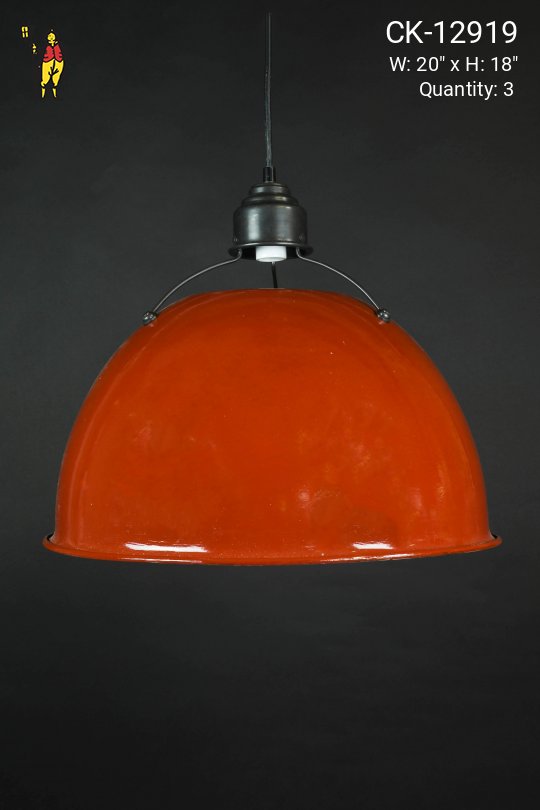 20" Red Industrial Hanging Dome (One Aged/Distressed)