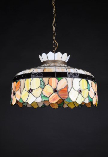 Floral Art Glass Hanging Pendant