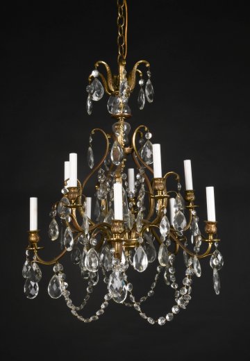 Brass & Crystal Ten Light Chandelier