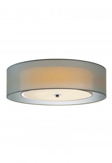 22" Gray Fabric Flush Mount Drum Shade