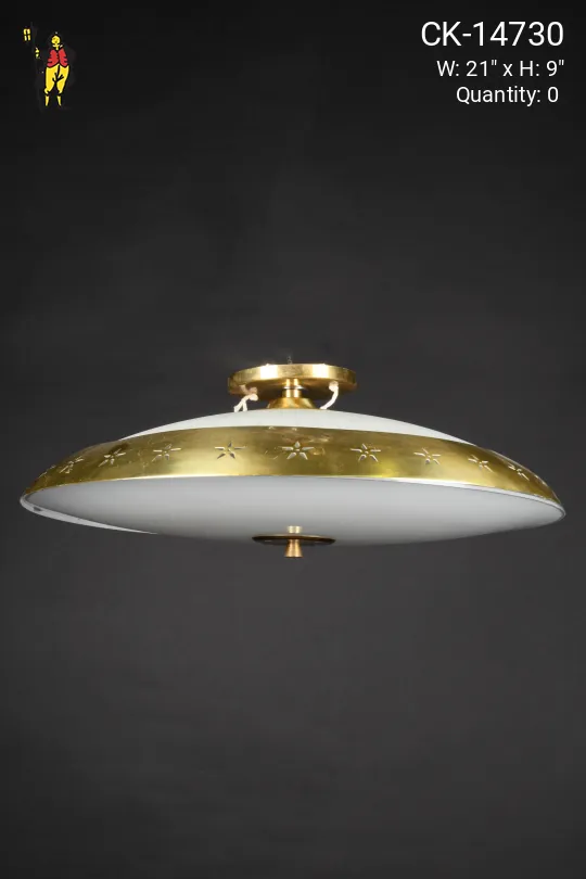 Brass Mid Century Flush Mount Fixture