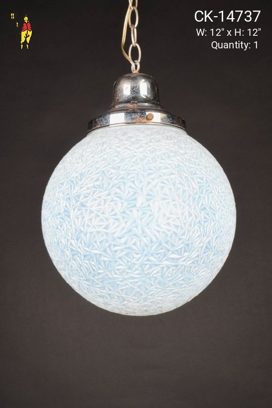 12" Light Blue Textured Hanging Glass Globe