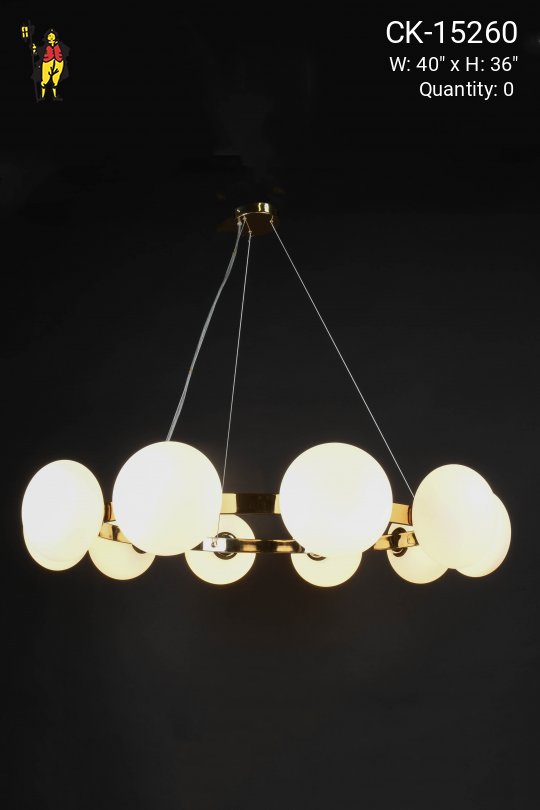 Polished Brass Ten Light Modern Chandelier