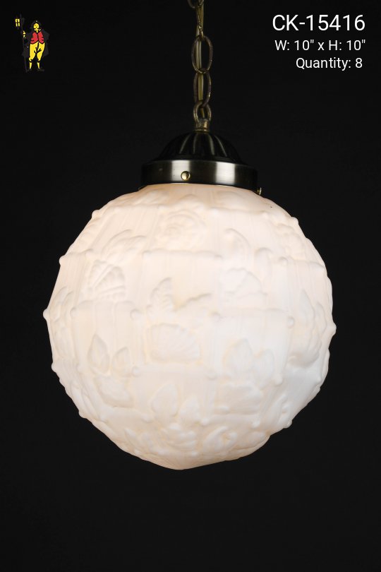 10" Art Deco Molded Glass Hanging Globe