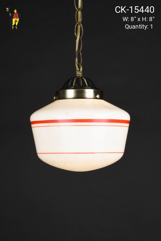 8" Red Striped Hanging Schoolhouse Globe