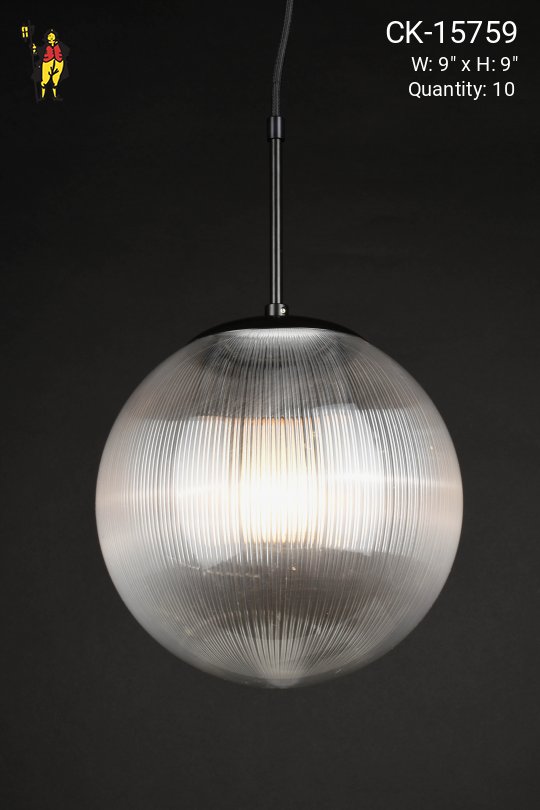9" Neckless "Ribbed" Acrylic Hanging Globe