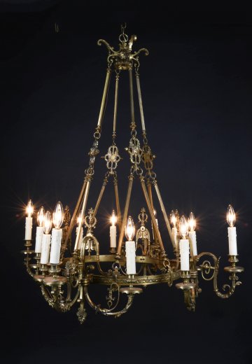 Brass Twelve Light Chandelier