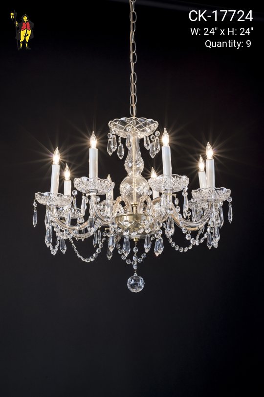 Eight Light Petite Crystal & Brass Chandelier