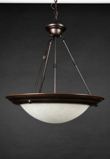 Bronze & Frosted Glass Hanging Bowl Pendant