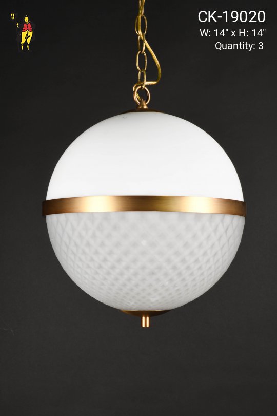 Antique Brass Accented 14" Hanging Globe