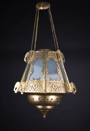 Moorish Pierced Brass Hanging Lantern