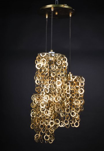 Three Light Hanging Brass Ring Hanging Fixtures