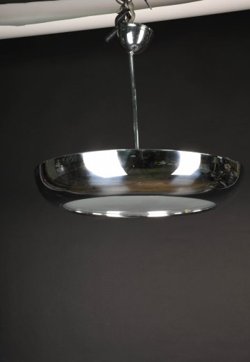 Chrome Round Hanging Pendant w/Glass Diffuser