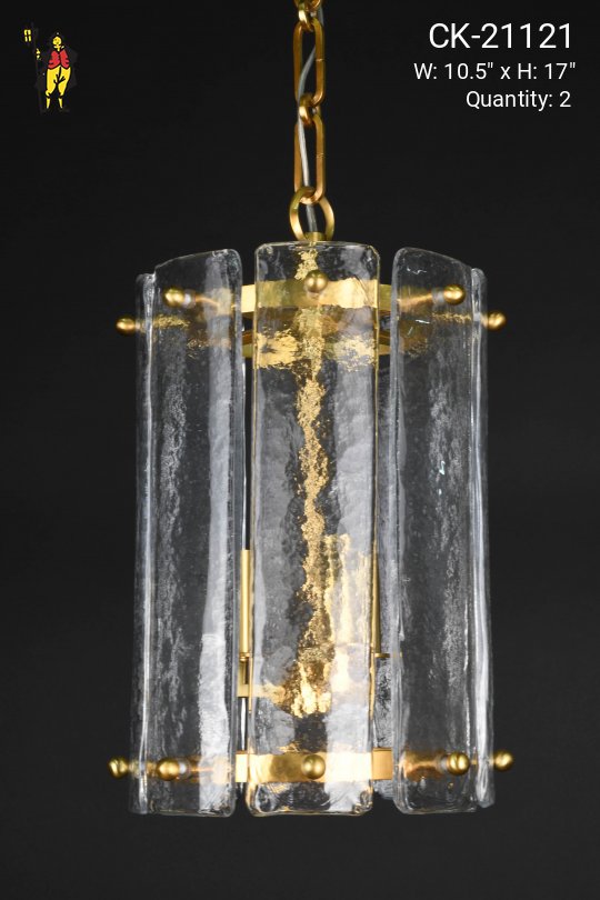 Brass & Frosted Glass Hanging Lantern (S)