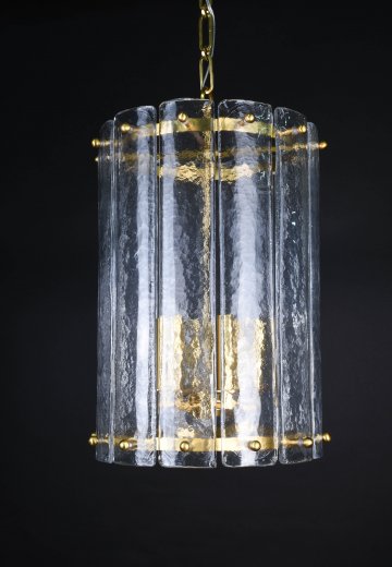 Brass & Frosted Glass Hanging Lantern (L)