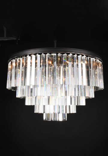 Contemporary Bronze & Crystal Drop Chandelier
