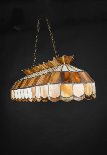 30" Brown Slag Glass Linear Hanging Fixture
