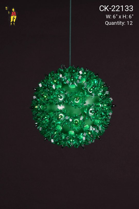 6" Green Hanging Holiday Globe