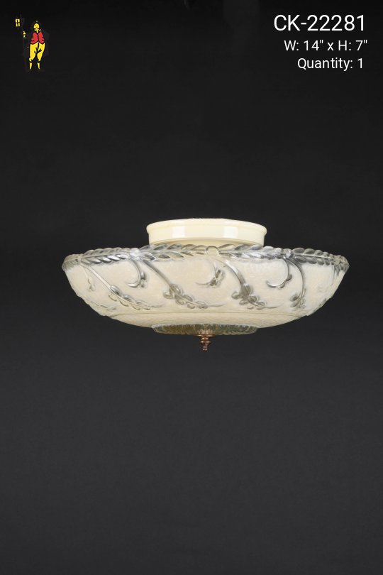 Molded Floral Glass Flush Mount Fixture
