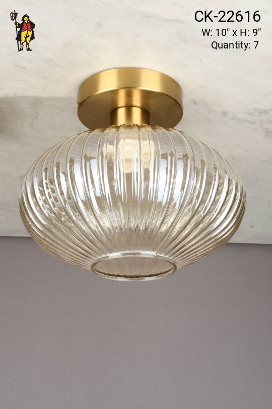 Ribbed Glass Semi Flush Hanging Fixture