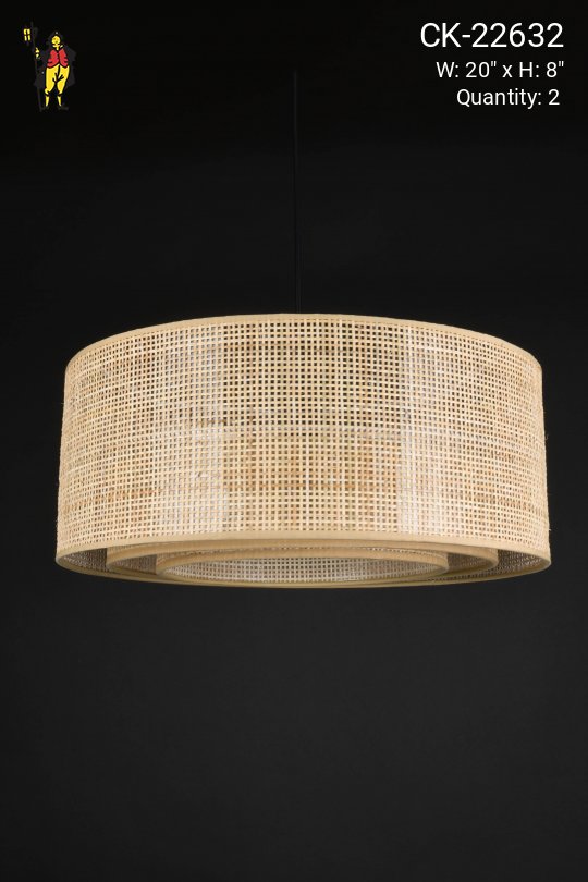Woven Hanging Drum Shade Pendant