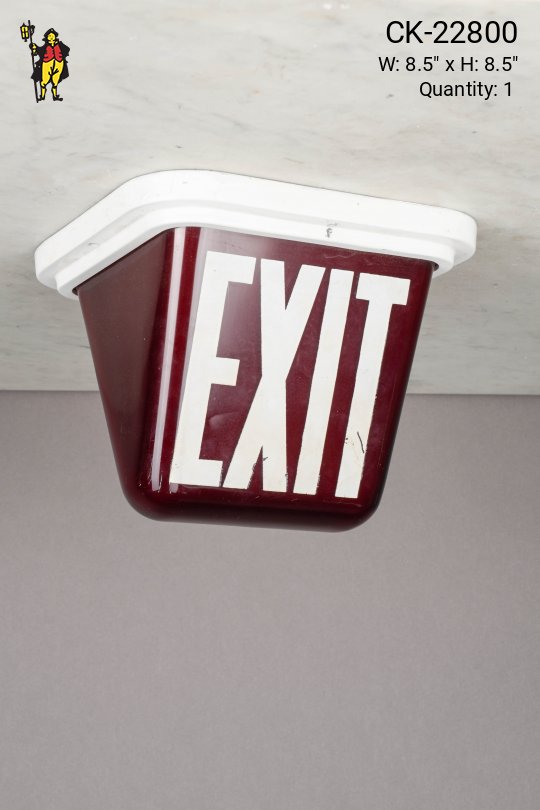 Red Double Sided Glass Ceiling Mount Exit Sign