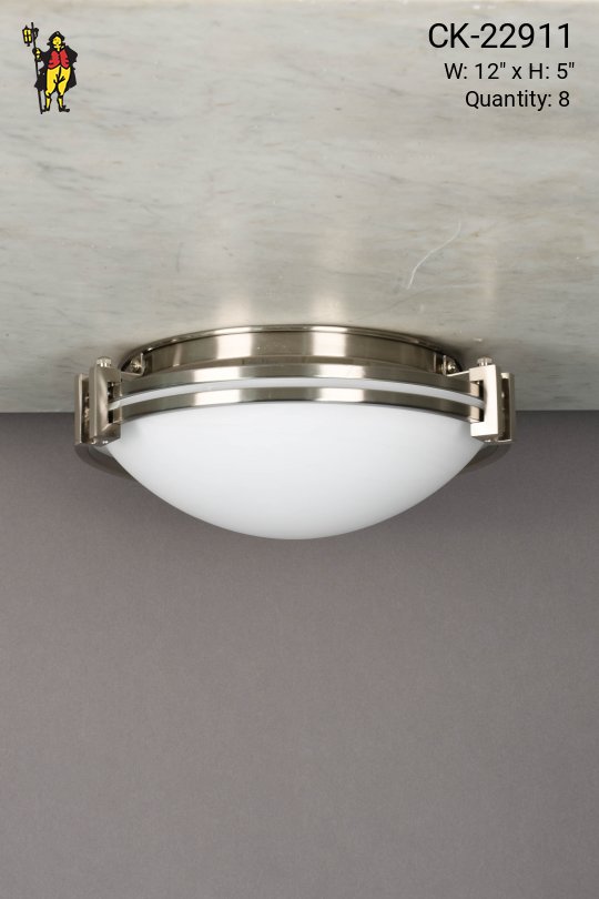 Nickel & Glass 12" Flush Mount Fixture
