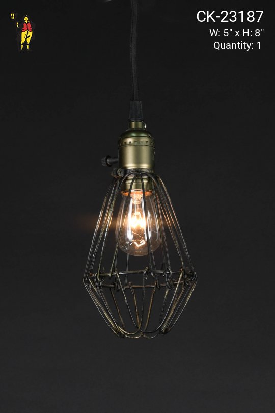 Hanging Socket Exposed Bulb Pendant w/Black Cage