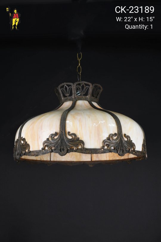 Beige Art Glass Hanging Pendant