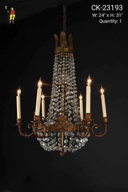 Six Light Crystal Basket Chandelier