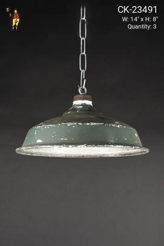 14" Painted Gray Distressed Hanging RLM