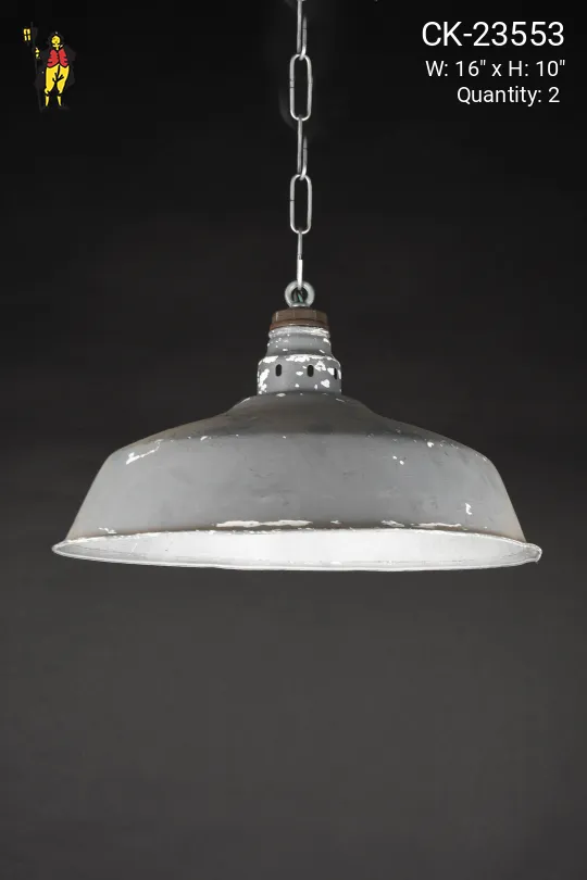 16" Painted Gray Distressed Hanging RLM