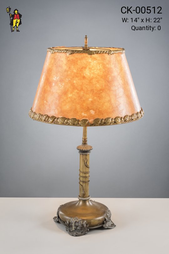 Bronze Table Lamp w/Amber Mica Lampshade