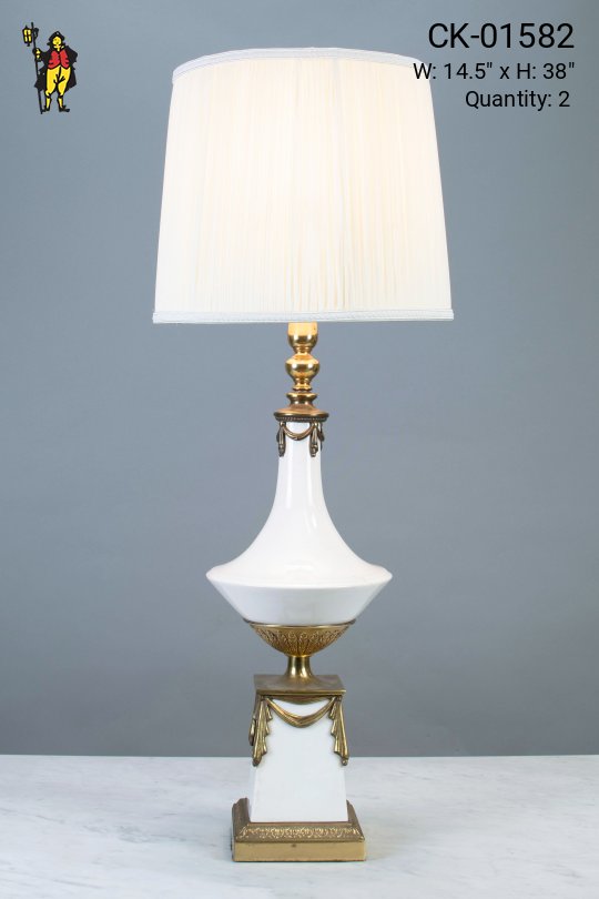 White Ceramic Mid-Century Table Lamp