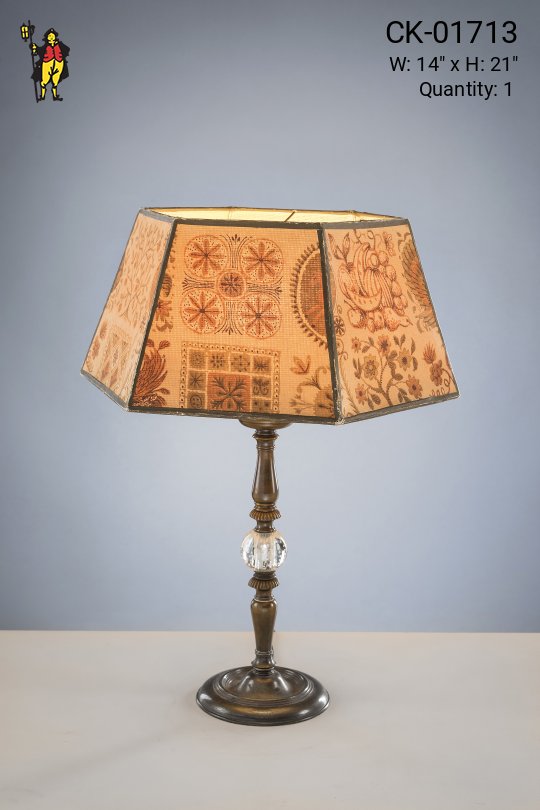 Antique Brass Table Lamp w/Mica Shade