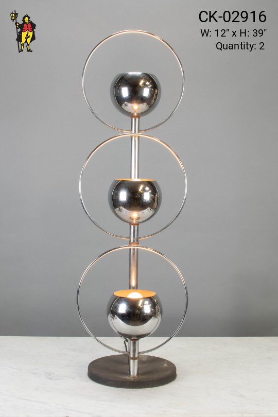 Tall Contemporary Three Light Chrome Table Lamp
