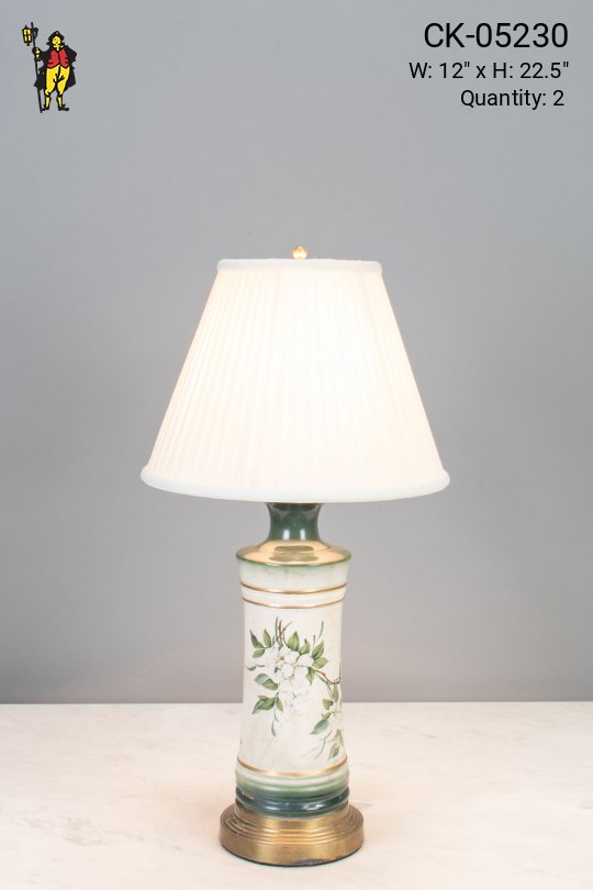 Green & White Painted Table Lamp