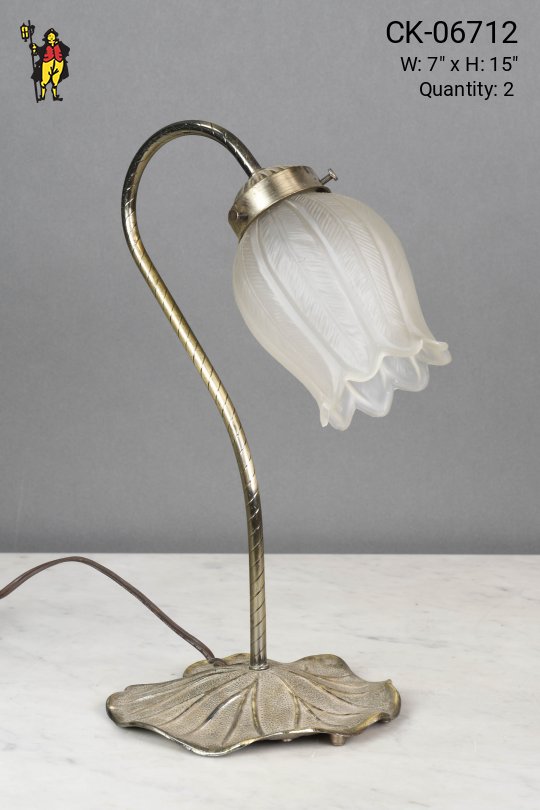 Small Curved Arm Floral Table Lamp