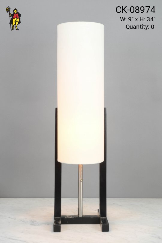 Black & Fabric Shaded Floor Lamp
